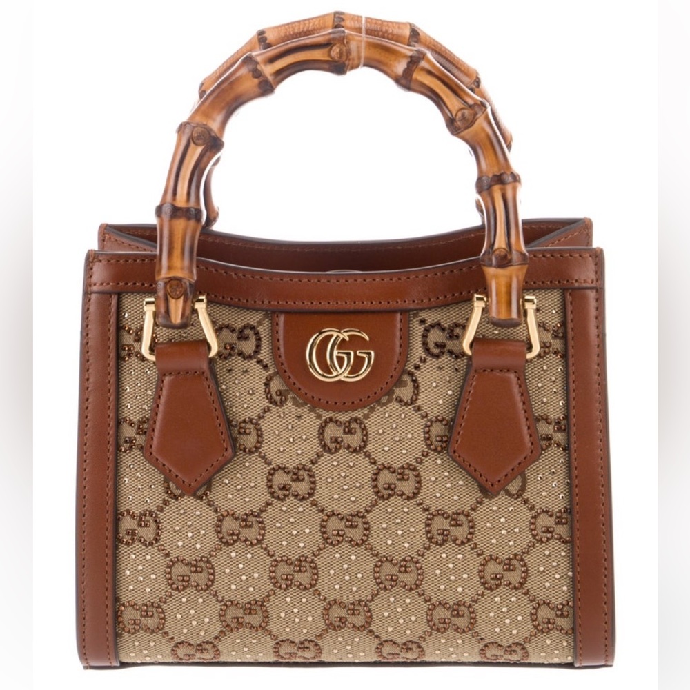 Gucci Diana Canvas and Leather Tote Bag